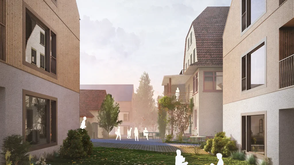 Eine Visualisierung der entstehenden Mehrfamilienhäuser in Oberweier.