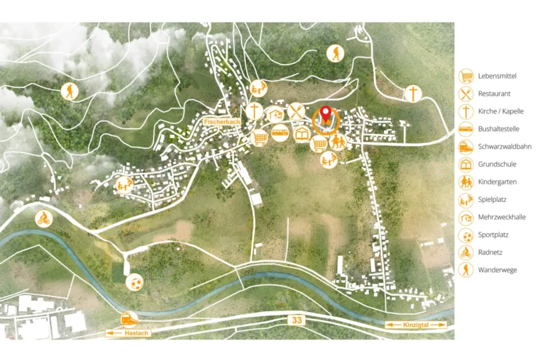 Im Ortskern von Fischerbach liegt die Seniorenwohnanlage schön zentral.