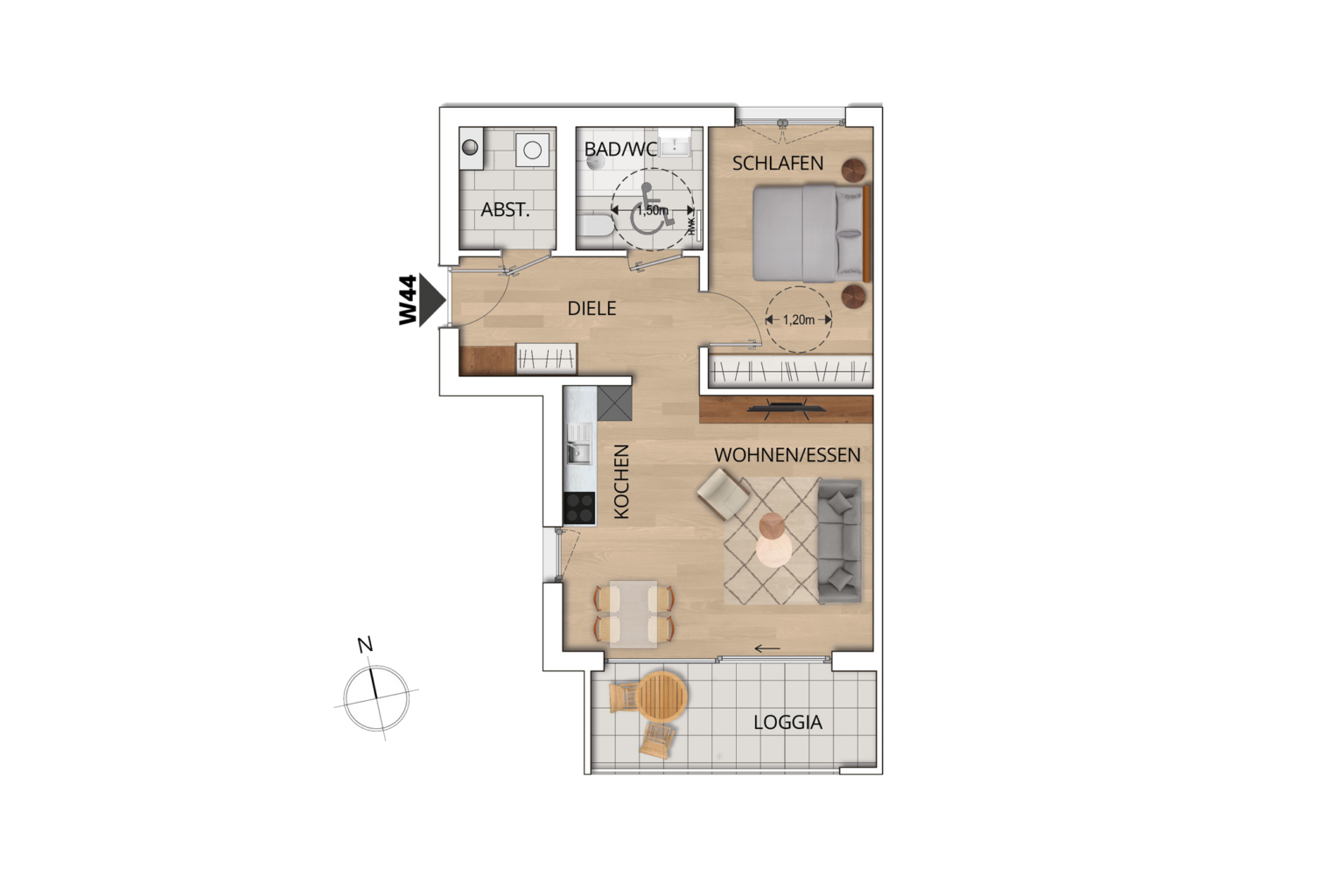 Grundriss Wohnung 44